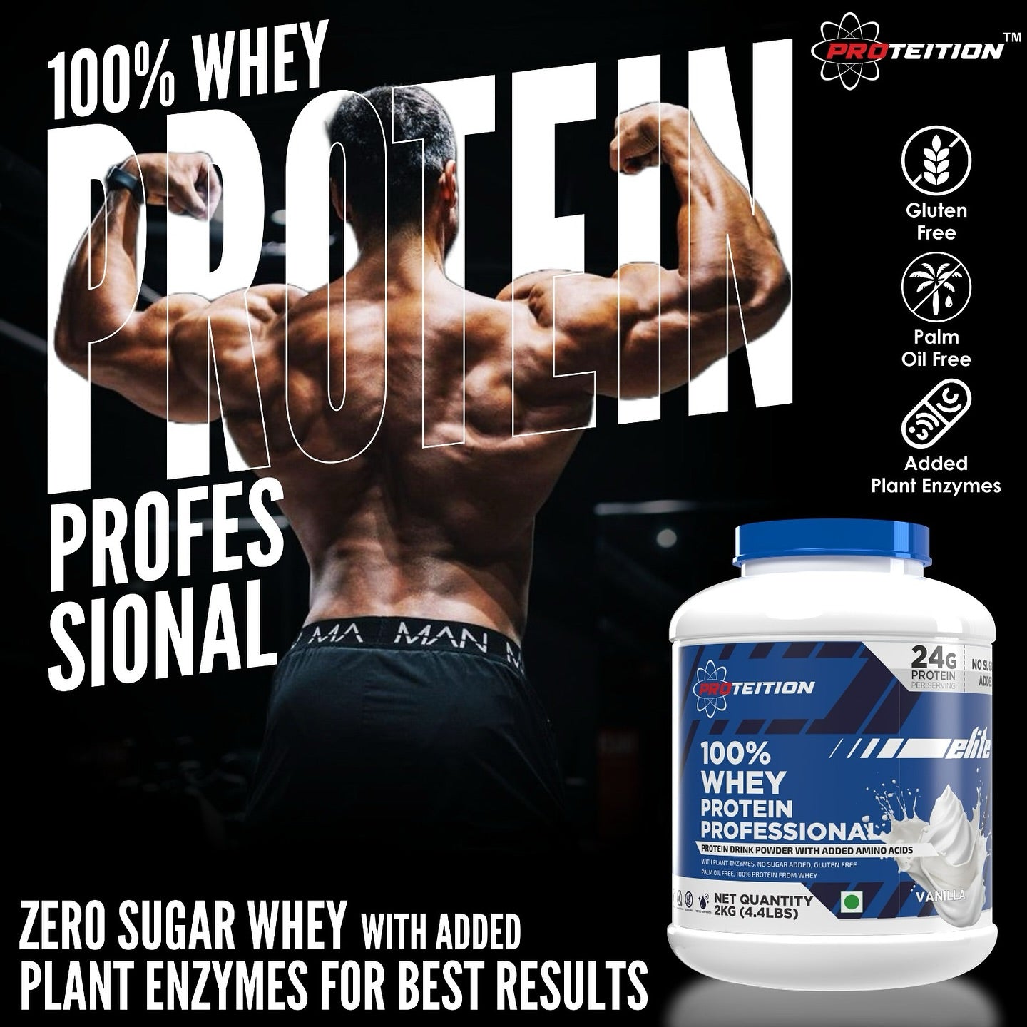 Proteition Elite 100% Whey Protein Professional with FREE SHAKER